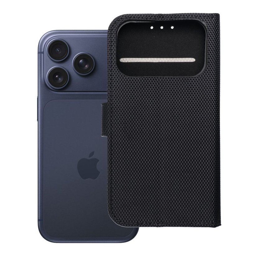 Kryt Anti-Theft 4Card Rfid Book Case iPhone 17 Pro Max Black Tech Fabric
