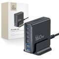 Tech-Protect Dc160W-Gan 6 portos asztali töltő PD 160W / QC3.0 Black