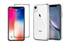 2PACK - 3D ochranné sklo + transparentný kryt pre iPhone XR