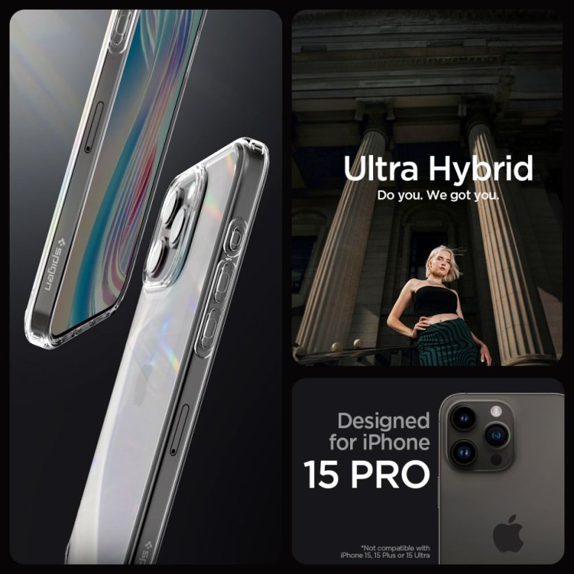 Kryt Spigen Ultra Hybrid iPhone 15 Pro Crystal Clear