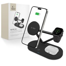 Bezdrôtová nabíjačka Tech-Protect Qi15W-A41 3v1 Magnetic Magsafe Wireless Charger Black