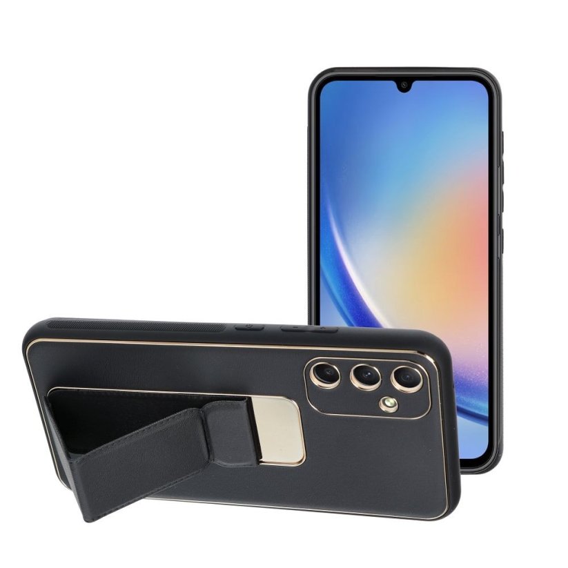 LEATHER Case Kickstand  Samsung Galaxy A34 5G čierny