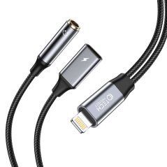 Kábel Tech-Protect Ultraboost Cable Adapter Lightning to mini Jack 3.5mm & Lightning Black