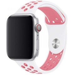 Remienok pre Apple Watch (38/40/41mm) Sport, white-pink (veľkosť S) Remienok pre Apple Watch (38/40/41mm) Sport, white-pink (veľkosť S)
