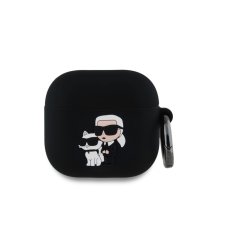 Karl Lagerfeld 3D Logo NFT Karl and Choupette silikónové púzdro pre AirPods 4 Black
