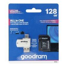 Pamäťová karta Goodram Card Reader USB A + Micro USB All In One M1A4 + Memory Card Micro Sd 128Gb With Adapter Sd