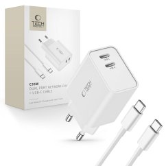 Nabíjačka do siete Tech-Protect C35W 2-Port Network Charger PD35W + Type-C Cable White