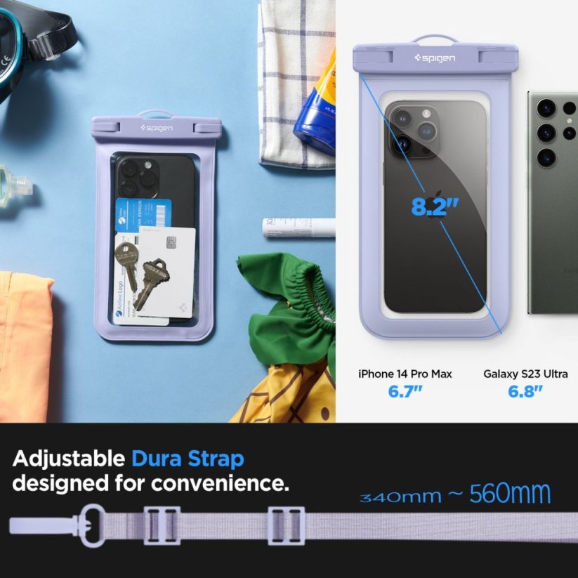 Vodeodolné púzdro Spigen A601 Universal Waterproof Case Aqua Blue