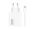 Xiaomi MDY-15-EK USB-A 90W Utazótöltő + USB-C 6A adatkábel Fehér (Bulk pack)