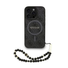 Guess PU Leather 4G Colored Ring Strap MagSafe zadní kryt pro iPhone 16 Pro Black