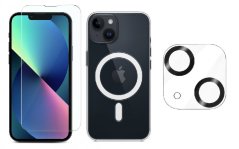 3PACK - Ochranné sklo + Crystal Air kryt s MagSafe + ochranné sklíčko kamery pre iPhone 13 mini 3PACK - Ochranné sklo + Crystal Air kryt s MagSafe + ochranné sklíčko kamery pre iPhone 13 mini