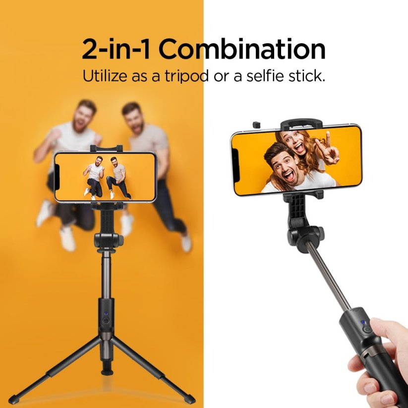Selfie tyč Spigen S540W Bluetooth Selfie Stick Tripod Black