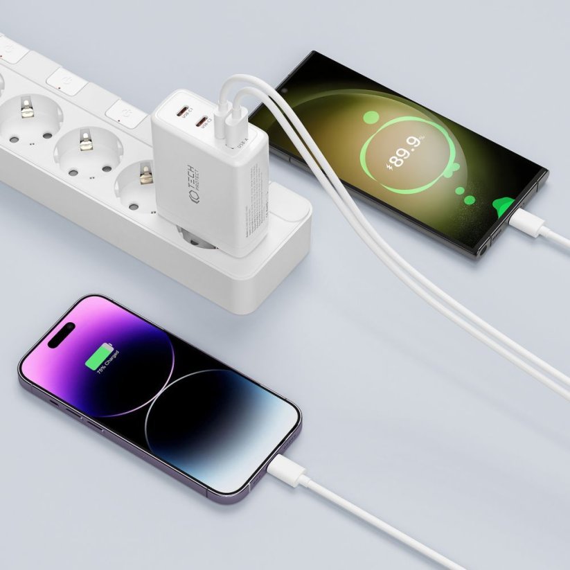 Nabíjačka do siete Tech-Protect Nc100W-Gan 4-Port Network Charger PD100W/QC3.0 White