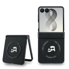 Karl Lagerfeld PU Karl a Choupette Heads Magnetic zadní kryt pro Samsung Galaxy Z Flip 8 Black