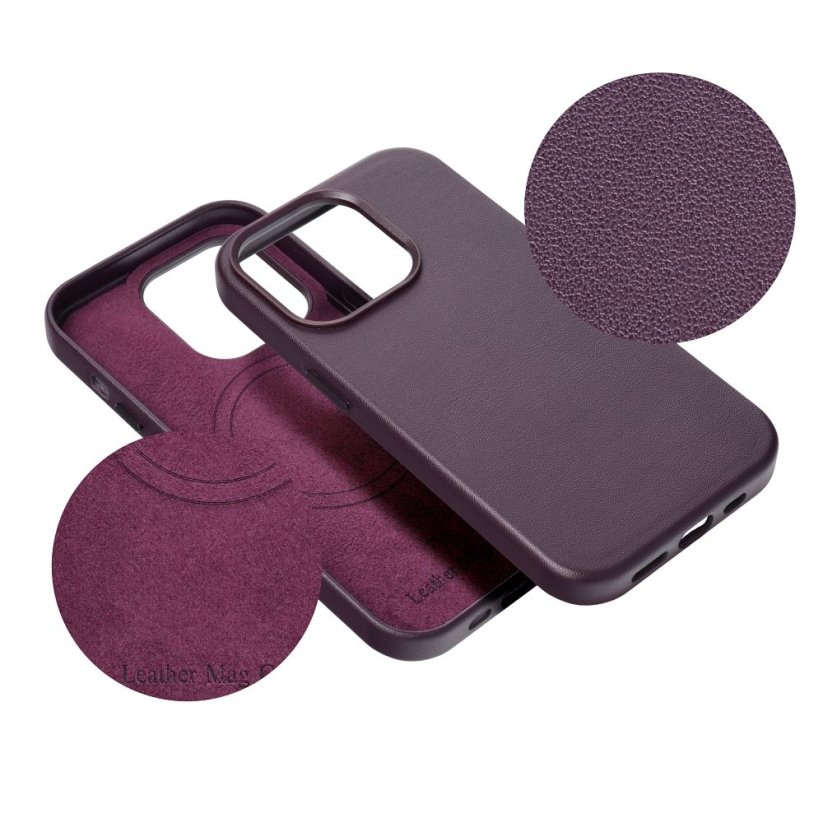 Kryt Leather Mag Cover Case iPhone 15 Dark Violet