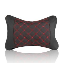 Car Headrest Pillow With Stitching Black Red Car Headrest Pillow With Stitching Black Red