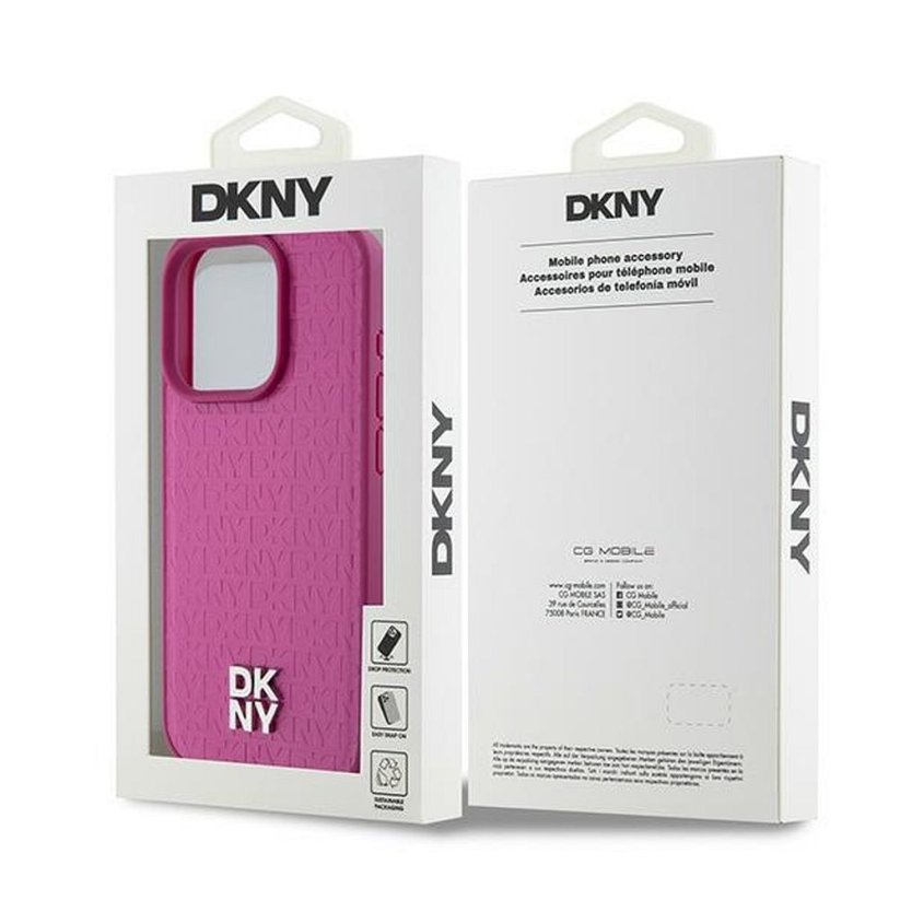 Kryt DKNY Case iPhone 15 Pro s MagSafe Dkhmp15Lpshrpsp (DKNY Hc Magsafe Pu Repeat Pattern W/Stack Logo) Pink