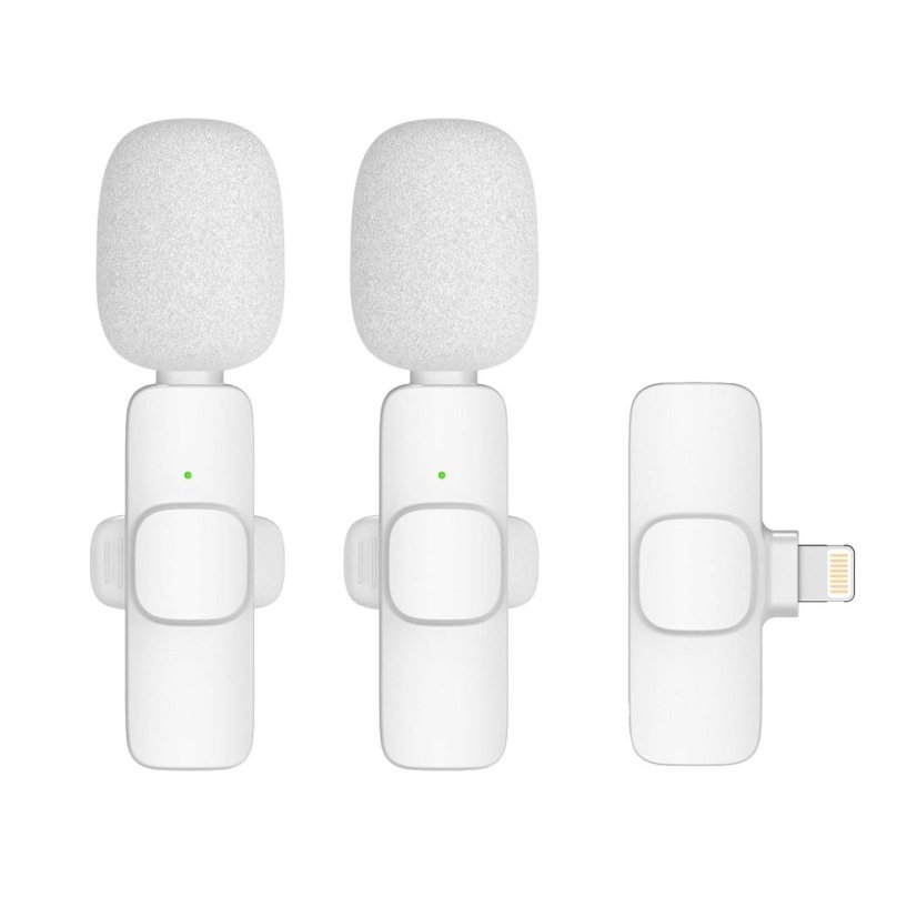 Wireless Lavalier Microphone Lightning Double (2 In Set) K1 White