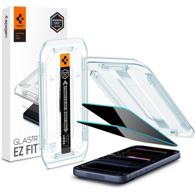 edzett védőüveg Szkło Prywatyzujące Spigen Glas.Tr "Ez Fit Ac" 2-Pack iPhone 16 Pro / 17 / 17 Pro Privacy