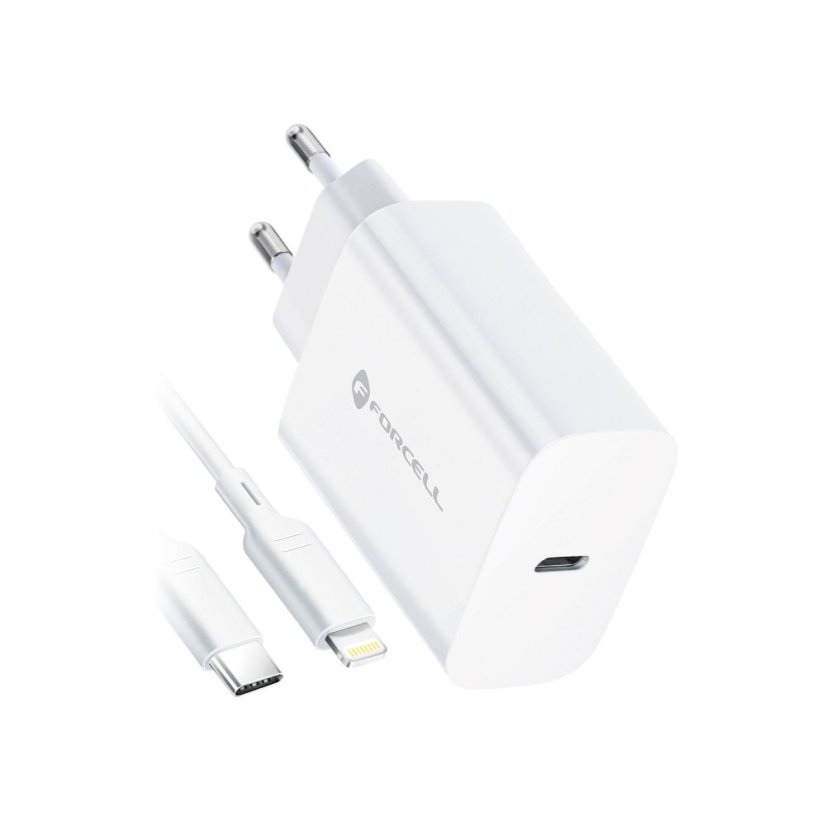 Kábel Phone Charger Forcell F-Energy USB C Qc4.0 Pd 3A 20W + Cable USB C to Lightning Tfk-Tc-20Wpd White