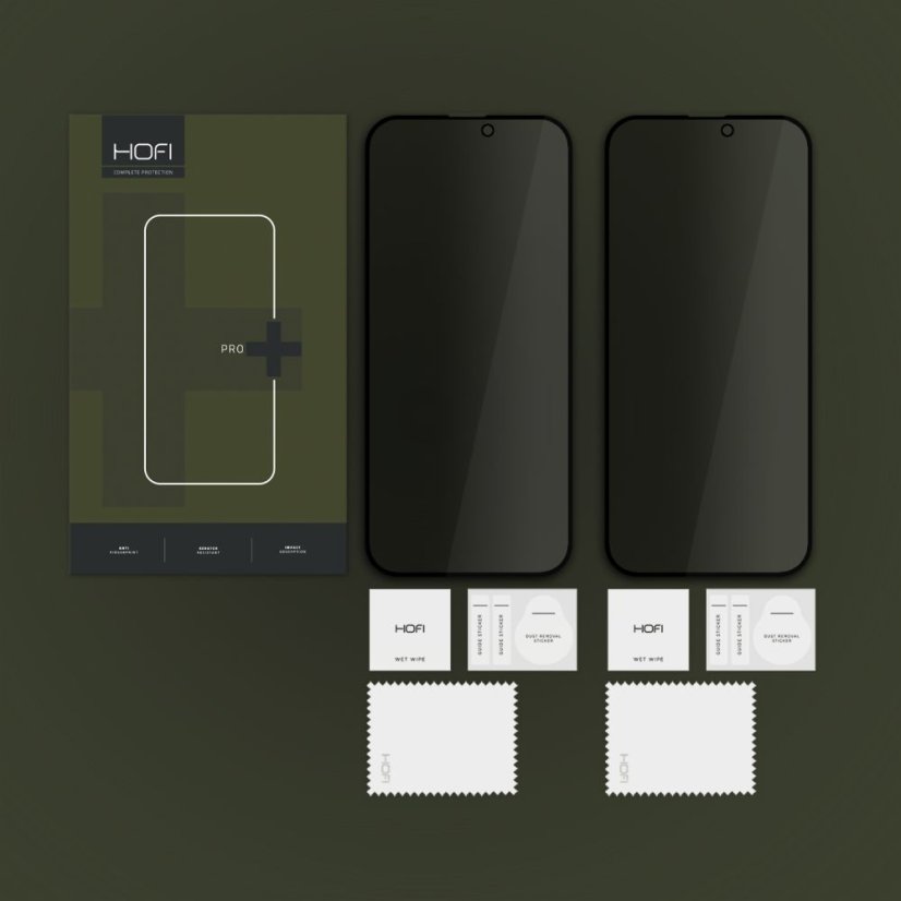 2ks v balení, set Anti-Spy ochranných skiel Glass Pro+ 2-Pack iPhone 16 Pro / 17 / 17 Pro Privacy