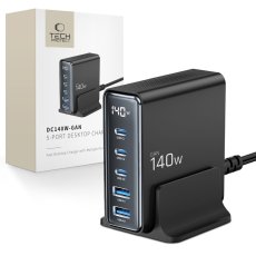 Tech-Protect Dc140W-Gan 5 portos asztali töltő PD 140W / QC3.0 Black