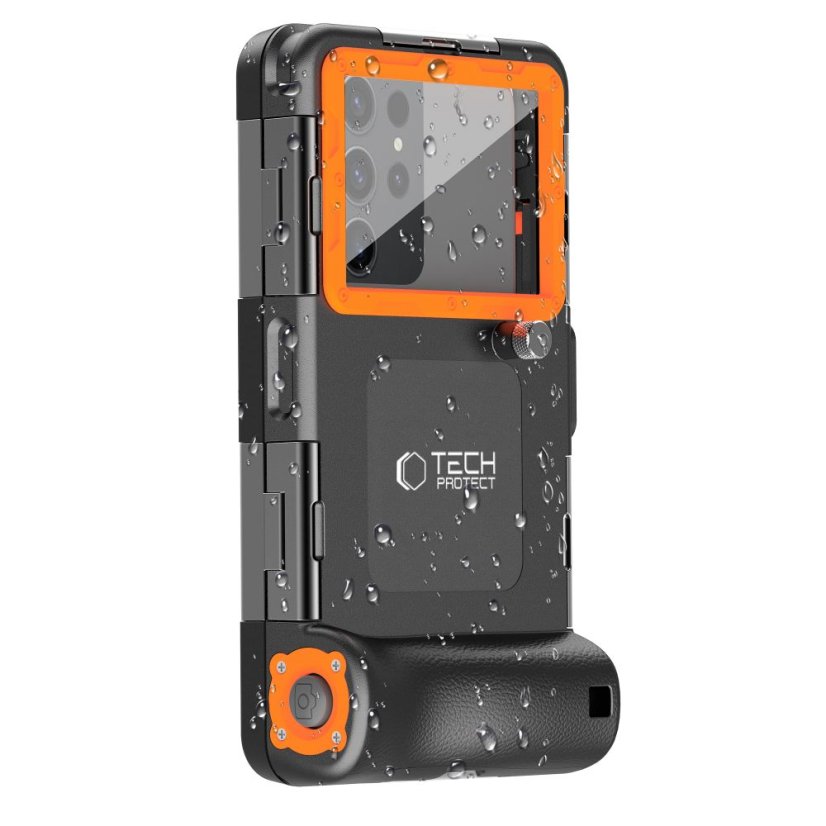 Vodeodolné púzdro Tech-Protect Ipx8 Universal Diving Waterproof Case Black/Orange