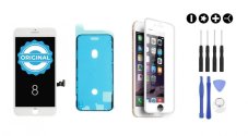 MULTIPACK - ORIGINÁLIS fehér LCD kijelző iPhone 8 + LCD ragasztó (a kijelző alatti ragasztó) + 3D védőüveg + szerszámkészlet