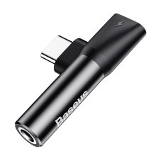 Baseus Adapter Aux Type C (Male) to Jack 3,5mm (Female) + Type C (Female) Catl41-01 Black Baseus Adapter Aux Type C (Male) to Jack 3,5mm (Female) + Type C (Female) Catl41-01 Black