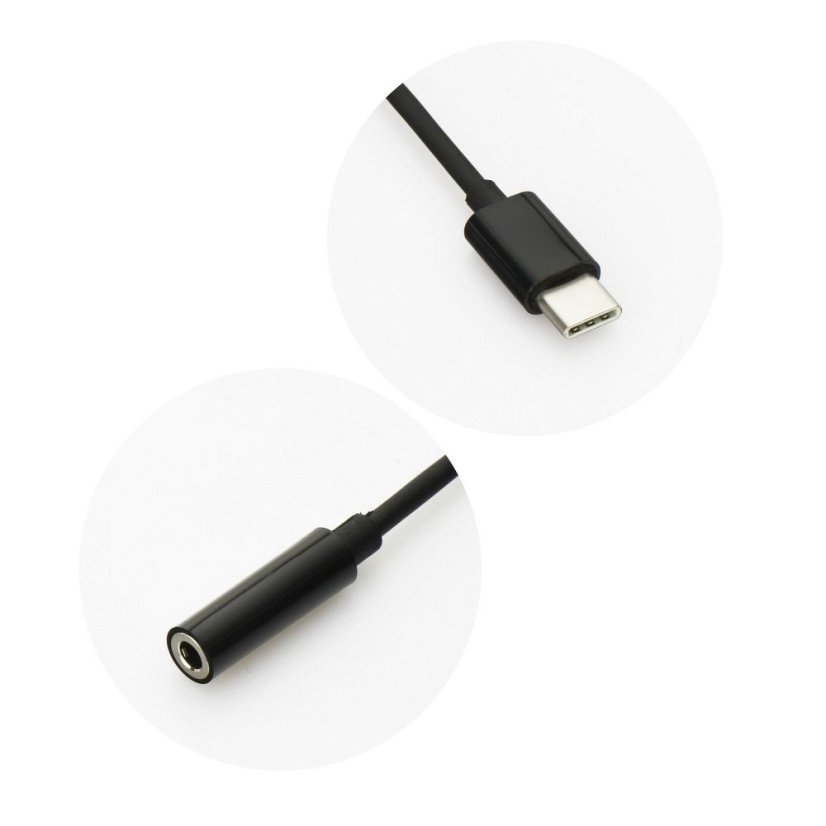 Adapter Aux Type C (Male) to Jack 3,5 mm (Female) Black