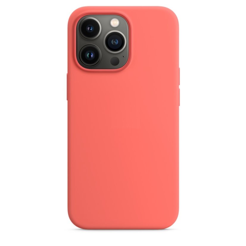 iPhone 13 Pro Silicone Case s MagSafe - Pink Pomelo design (lososový)
