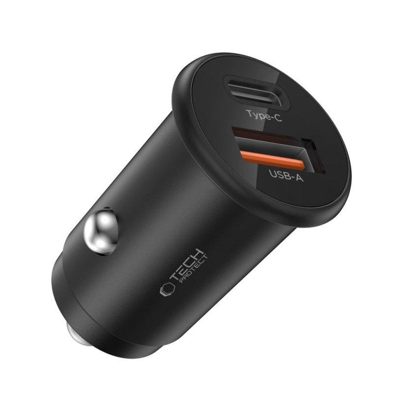 Tech-Protect Cc02 2 portos autós töltő PD 35W / QC3.0 Black