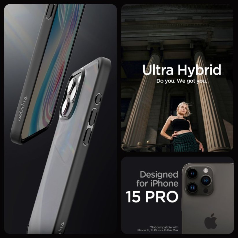 Kryt Spigen Ultra Hybrid iPhone 15 Pro Frost Black