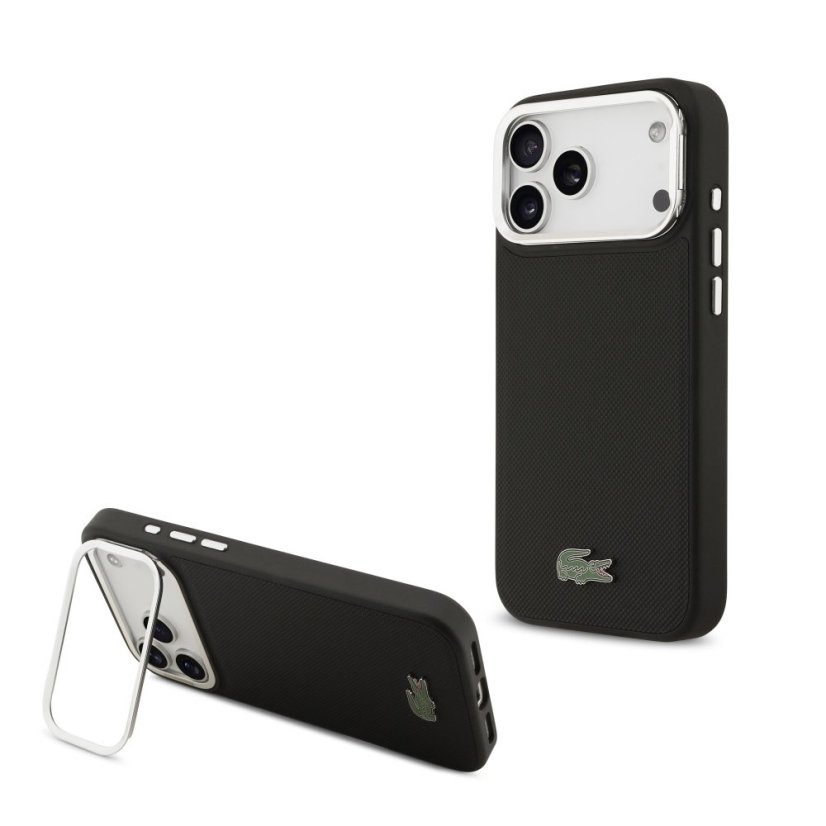 Lacoste Iconic Petit Pique kameraállvány MagSafe toki tok iPhone 17 Pro Max-hoz Black