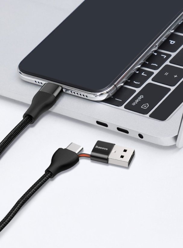 Baseus nylon kábel USB/USB Typ-C/Lightning 2A 1metrový pre rýchlonabíjanie 18W