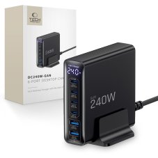 Tech-Protect Dc240W-Gan 6 portos asztali töltő PD 240W / QC3.0 Black