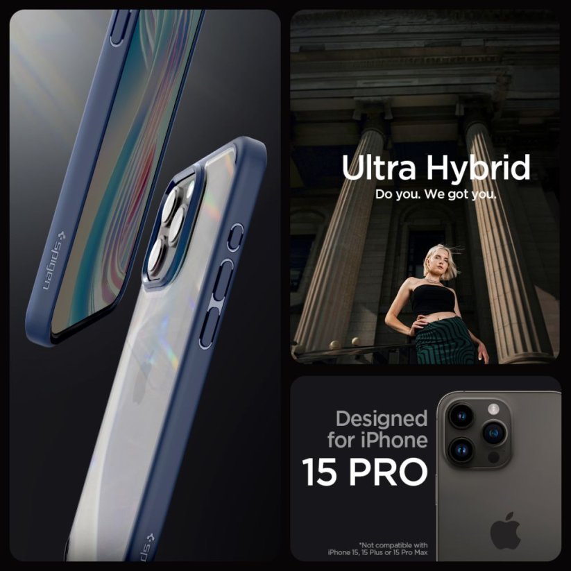 Kryt Spigen Ultra Hybrid iPhone 15 Pro Navy Blue