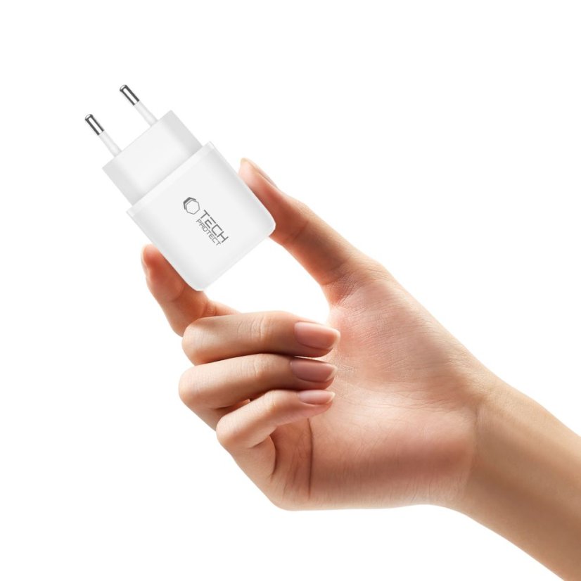 Tech-Protect Nca20 2portová síťová nabíječka PD 20W / QC3.0 + kabel Type-C Bílá