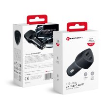 Kryt Nabíjačka auta Car Charger Forcell F-Energy Carbon 2 X USB C Qc3.0 Pd 3A 40W Cc50-2C Black