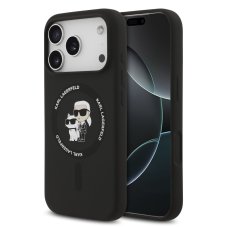 Karl Lagerfeld Folyékony szilikon Karl and Choupette MagSafe tok iPhone 17 Pro Black