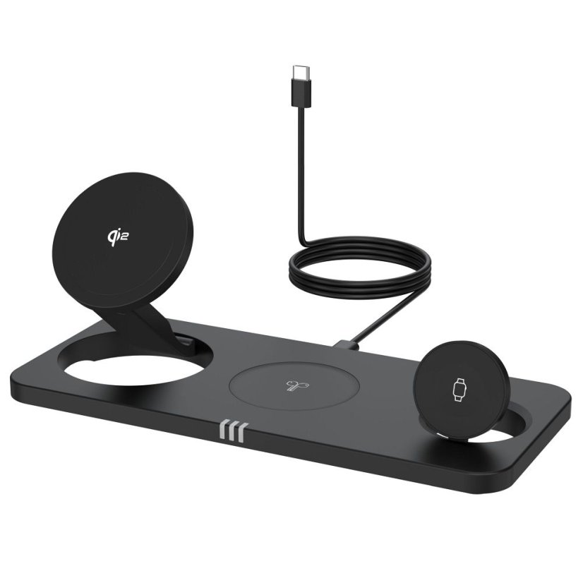 Vezeték nélküli töltés Forcell F-Energy 3in1 Magnetix USB C Qi2 20.5W MagSafe Black 0Int Black 0Int