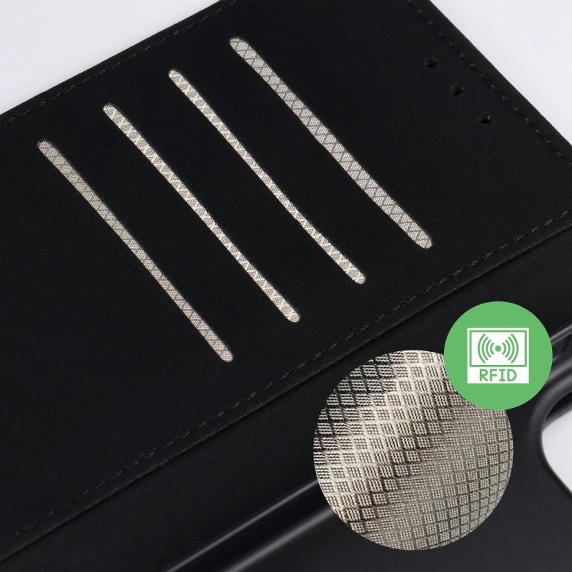 Kryt Anti-Theft 4Card Rfid Book Case iPhone 17 Black Tech Fabric