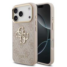 Guess PU Leather 4G Metal Logo Gold Frame zadný kryt pre iPhone 17 Pro Pink