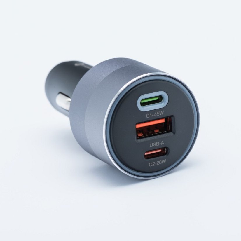 Nabíjačka auta Car Charger Forcell F-Energy Alu 2 X USB C + USB A Qc4.0 Pd Sfc2.0 4,5A 65W Gray
