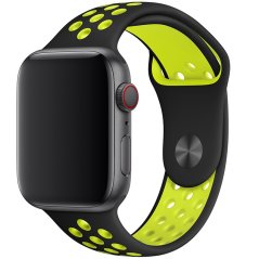 Remienok pre Apple Watch (38/40/41mm) Sport, black-yellow (veľkosť L)