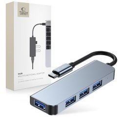 HUB rozbočovač Tech-Protect V1-Hub Adapter 4In1 Grey