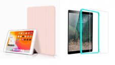 TriFold Smart Case - Kryt se stojánkem pro iPad Pro 10.5/ 2019 Air3 10.5 - růžový + ochranné tvrzené sklo s montážním rámečkem