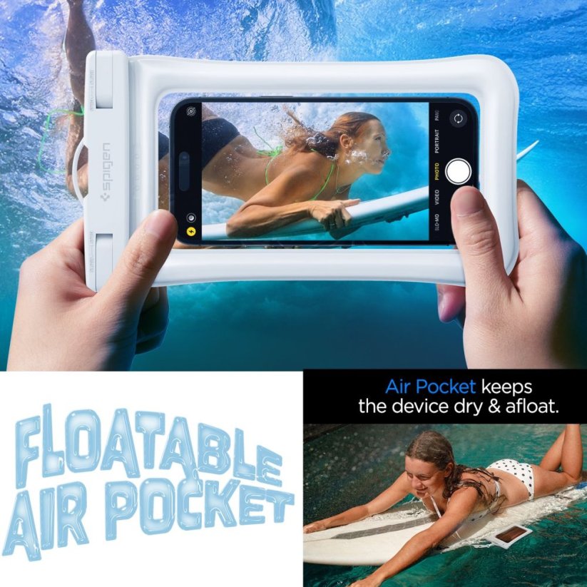 Vodeodolné púzdro Spigen A610 Universal Waterproof Float Case White