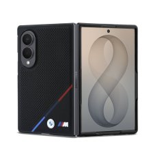 BMW M PU Perforated Tricolor Stripe magnetický zadní kryt pro Samsung Galaxy Z Fold 8 Black
