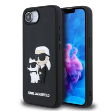 Karl Lagerfeld 3D Rubber Karl and Choupette zadný kryt pre iPhone 16e/17e Black